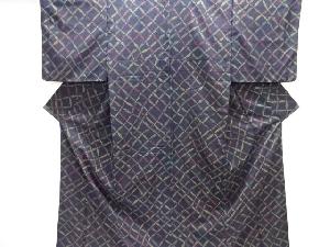 変わり七宝模様織り出し十日町紬着物